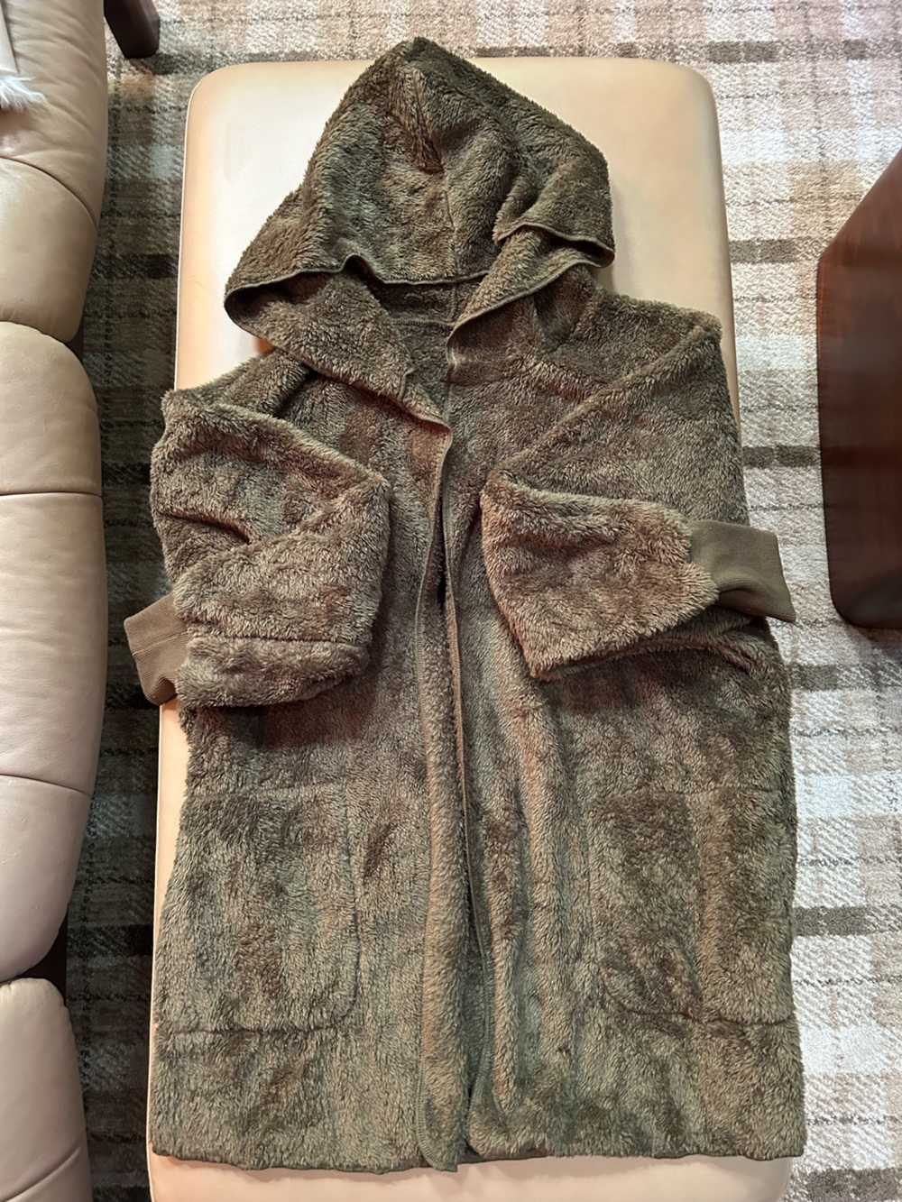 Cozy Hooded Teddy Jacket in Brown